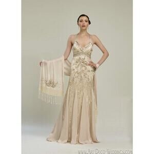 SUE WONG Stunning Sequin Beaded Dress Gown 4 beaded ball gown gala bridal weddin